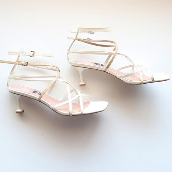 Zac Posen Angie White Patent Leather Strappy Square Toe Sandals Summer Shoes 8 - Picture 12 of 16